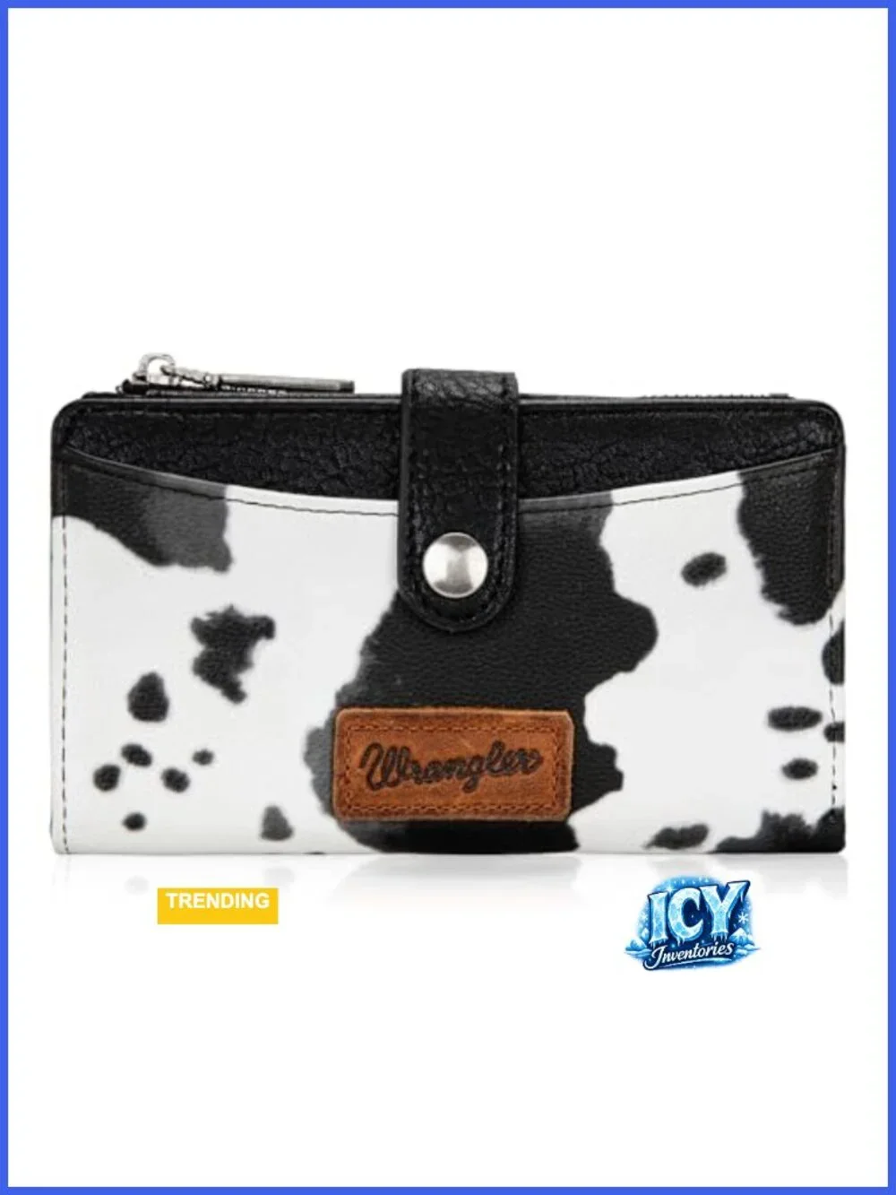 Bi-Fold Vegan Leather Wallet Card Holder with Zipper & ID Window